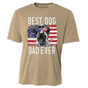 American Flag Best Dog Dad Ever German Wirehaired Pointer Cooling Performance Crew T-Shirt