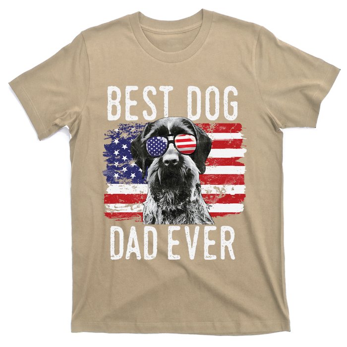 American Flag Best Dog Dad Ever German Wirehaired Pointer T-Shirt