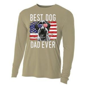 American Flag Best Dog Dad Ever German Wirehaired Pointer Cooling Performance Long Sleeve Crew