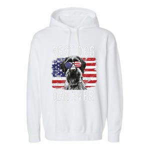 American Flag Best Dog Dad Ever German Wirehaired Pointer Garment-Dyed Fleece Hoodie