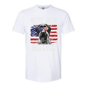 American Flag Best Dog Dad Ever German Wirehaired Pointer Softstyle CVC T-Shirt