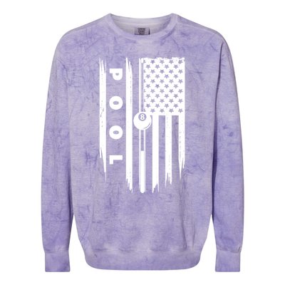 American Flag Billiards Pool Player Billiard Gift Colorblast Crewneck Sweatshirt