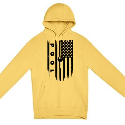 American Flag Billiards Pool Player Billiard Gift Premium Pullover Hoodie