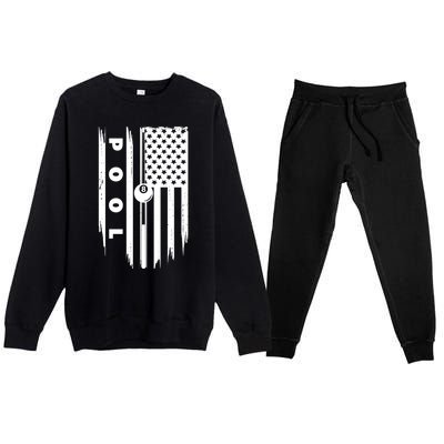 American Flag Billiards Pool Player Billiard Gift Premium Crewneck Sweatsuit Set