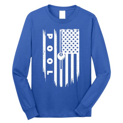 American Flag Billiards Pool Player Billiard Gift Long Sleeve Shirt