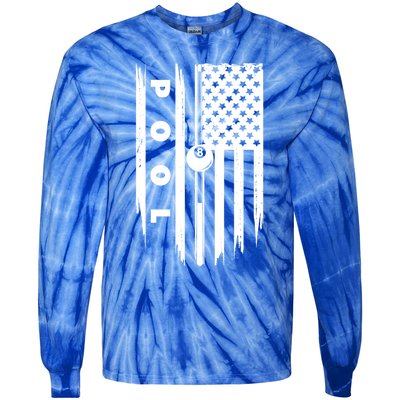 American Flag Billiards Pool Player Billiard Gift Tie-Dye Long Sleeve Shirt