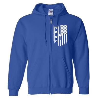 American Flag Billiards Pool Player Billiard Gift Full Zip Hoodie