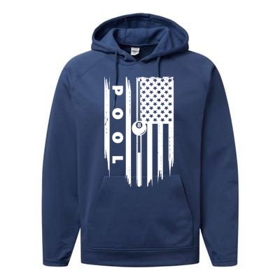 American Flag Billiards Pool Player Billiard Gift Performance Fleece Hoodie