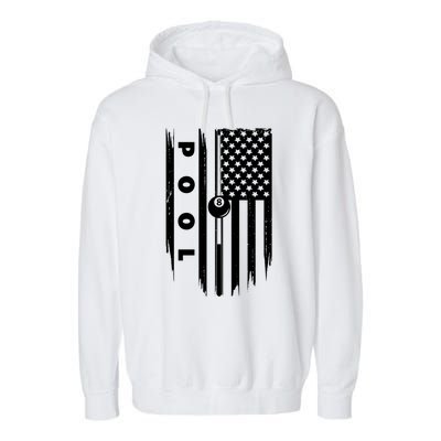 American Flag Billiards Pool Player Billiard Gift Garment-Dyed Fleece Hoodie