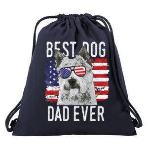 American Flag Best Dog Dad Ever Norwich Terriers Usa Drawstring Bag