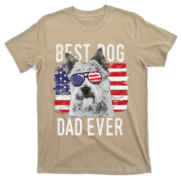 American Flag Best Dog Dad Ever Norwich Terriers Usa T-Shirt