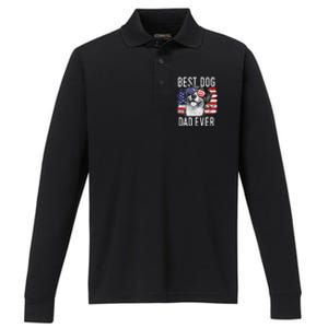 American Flag Best Dog Dad Ever Entlebucher Mountain Dogs Performance Long Sleeve Polo