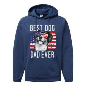 American Flag Best Dog Dad Ever Entlebucher Mountain Dogs Performance Fleece Hoodie