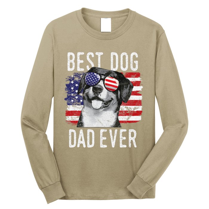 American Flag Best Dog Dad Ever Entlebucher Mountain Dogs Long Sleeve Shirt