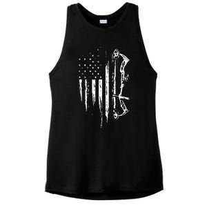 American Flag Bowhunting Bow Archery Gift For Deer Hunter Ladies PosiCharge Tri-Blend Wicking Tank