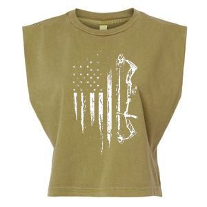 American Flag Bowhunting Bow Archery Gift For Deer Hunter Garment-Dyed Women's Muscle Tee