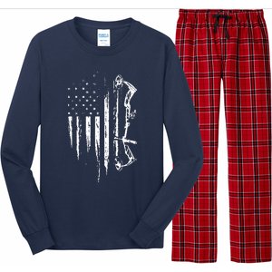 American Flag Bowhunting Bow Archery Gift For Deer Hunter Long Sleeve Pajama Set