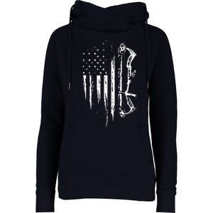 American Flag Bowhunting Bow Archery Gift For Deer Hunter Womens Funnel Neck Pullover Hood