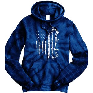 American Flag Bowhunting Bow Archery Gift For Deer Hunter Tie Dye Hoodie