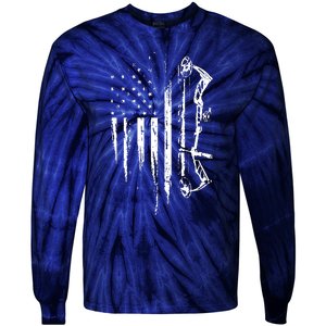 American Flag Bowhunting Bow Archery Gift For Deer Hunter Tie-Dye Long Sleeve Shirt