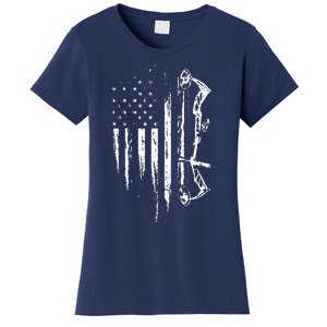 American Flag Bowhunting Bow Archery Gift For Deer Hunter Women's T-Shirt