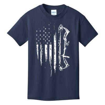 American Flag Bowhunting Bow Archery Gift For Deer Hunter Kids T-Shirt