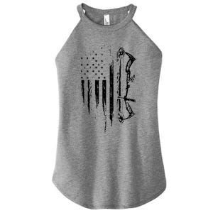 American Flag Bowhunting Bow Archery Gift For Deer Hunter Women's Perfect Tri Rocker Tank