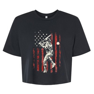 American Flag Baseball Team Gift Bella+Canvas Jersey Crop Tee