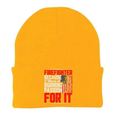 American Firefighter Burning Passion Quote Retro Fireman Slogan Knit Cap Winter Beanie