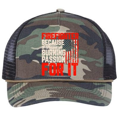 American Firefighter Burning Passion Quote Retro Fireman Slogan Retro Rope Trucker Hat Cap