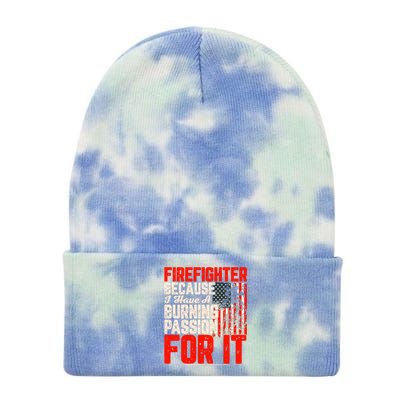 American Firefighter Burning Passion Quote Retro Fireman Slogan Tie Dye 12in Knit Beanie