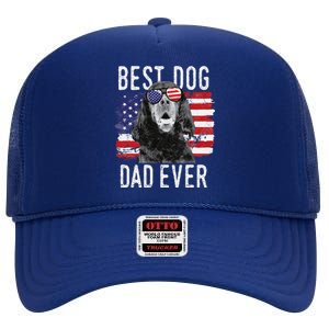 American Flag Best Dog Dad Ever Gordon Setters Usa High Crown Mesh Back Trucker Hat