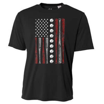 American Flag Baseball Red White Blue 4th Of July Cooling Performance Crew T-Shirt