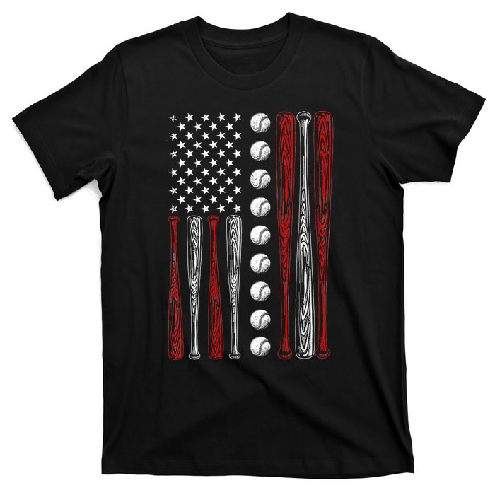 American Flag Baseball Red White Blue 4th Of July T-Shirt