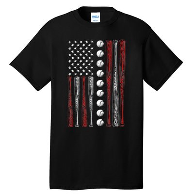 American Flag Baseball Red White Blue 4th Of July Tall T-Shirt