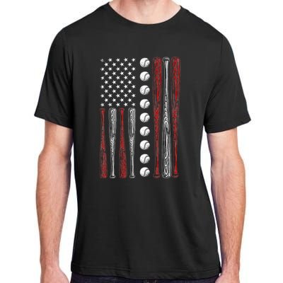 American Flag Baseball Red White Blue 4th Of July Adult ChromaSoft Performance T-Shirt