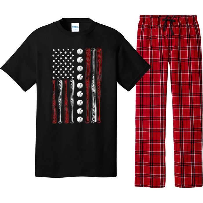 American Flag Baseball Red White Blue 4th Of July Pajama Set