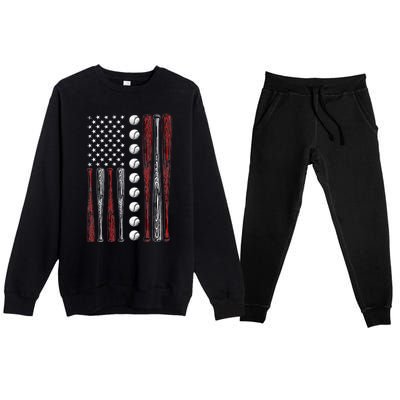 American Flag Baseball Red White Blue 4th Of July Premium Crewneck Sweatsuit Set