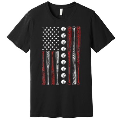 American Flag Baseball Red White Blue 4th Of July Premium T-Shirt