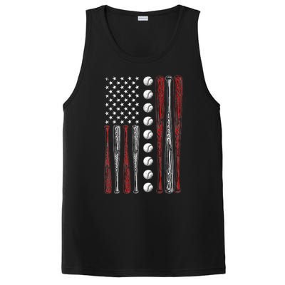 American Flag Baseball Red White Blue 4th Of July PosiCharge Competitor Tank