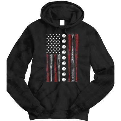 American Flag Baseball Red White Blue 4th Of July Tie Dye Hoodie