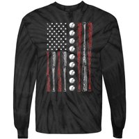 American Flag Baseball Red White Blue 4th Of July Tie-Dye Long Sleeve Shirt