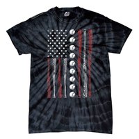 American Flag Baseball Red White Blue 4th Of July Tie-Dye T-Shirt