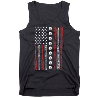 American Flag Baseball Red White Blue 4th Of July Tank Top