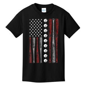 American Flag Baseball Red White Blue 4th Of July Kids T-Shirt