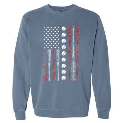 American Flag Baseball Red White Blue 4th Of July Garment-Dyed Sweatshirt