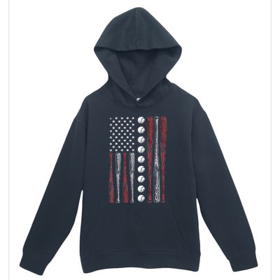 American Flag Baseball Red White Blue 4th Of July Urban Pullover Hoodie