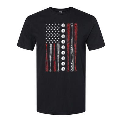 American Flag Baseball Red White Blue 4th Of July Softstyle CVC T-Shirt