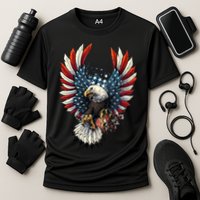 American Flag Bald Eagle 4th Of July USA Patriotic Cooling Performance Crew T-Shirt
