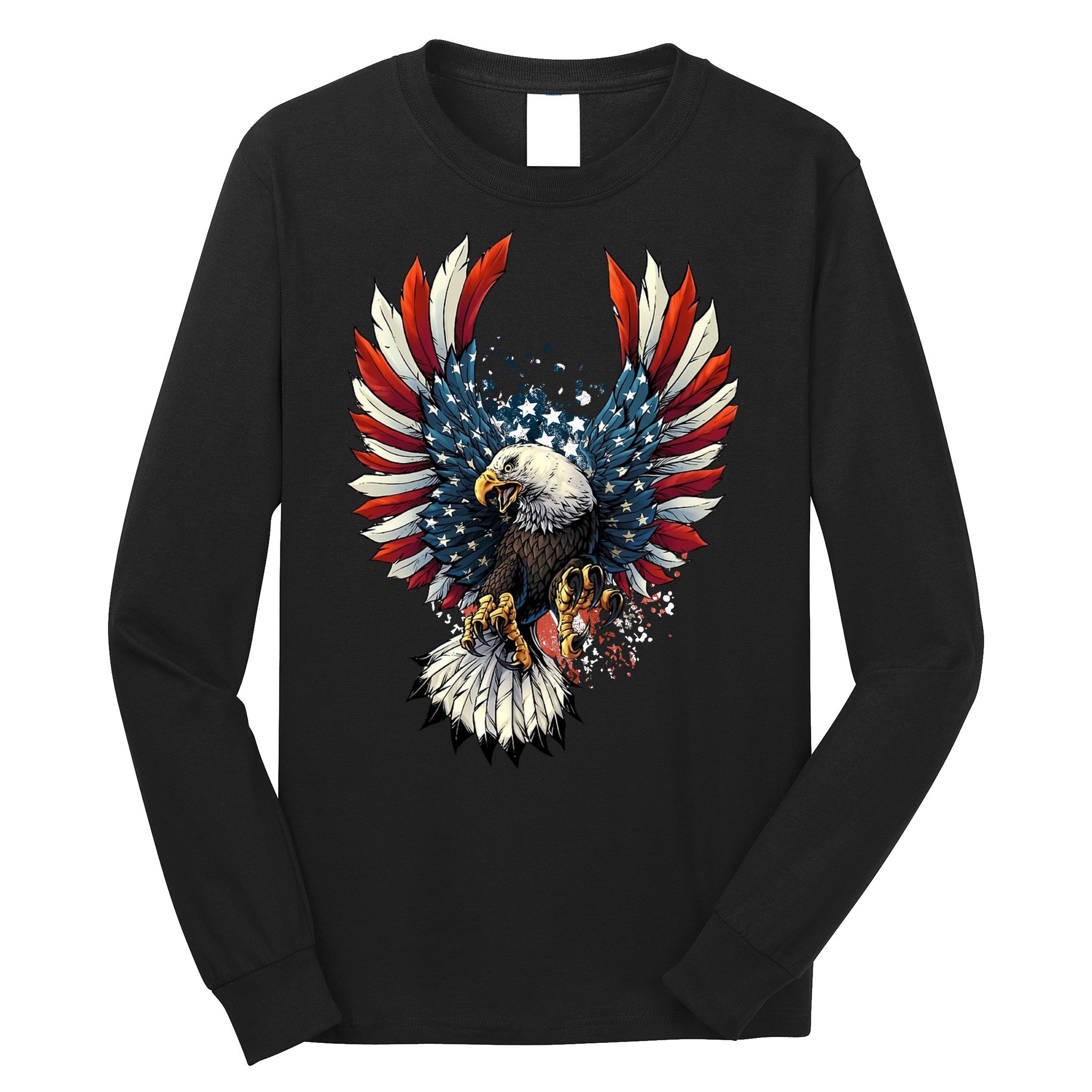 American Flag Bald Eagle 4th Of July USA Patriotic Long Sleeve Shirt
